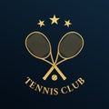 Tennis club logo design with two crossed rackets and tennis ball. Vector illustration. Royalty Free Stock Photo